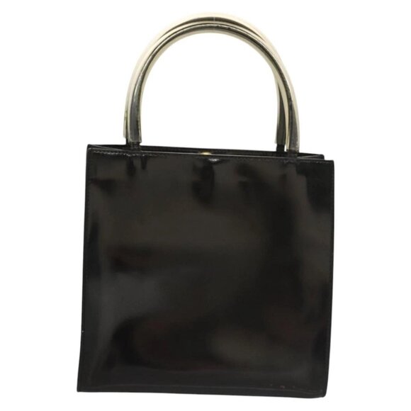 Salvatore Ferragamo Hand Bag Enamel Black Auth - Picture 2 of 16
